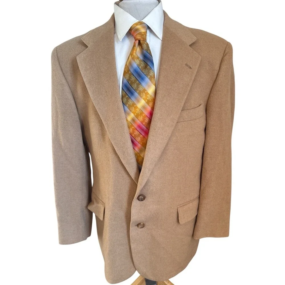 VTG Polo University Club Ralph Lauren Camel Hair Blazer Sz 44R USA Sport Coat